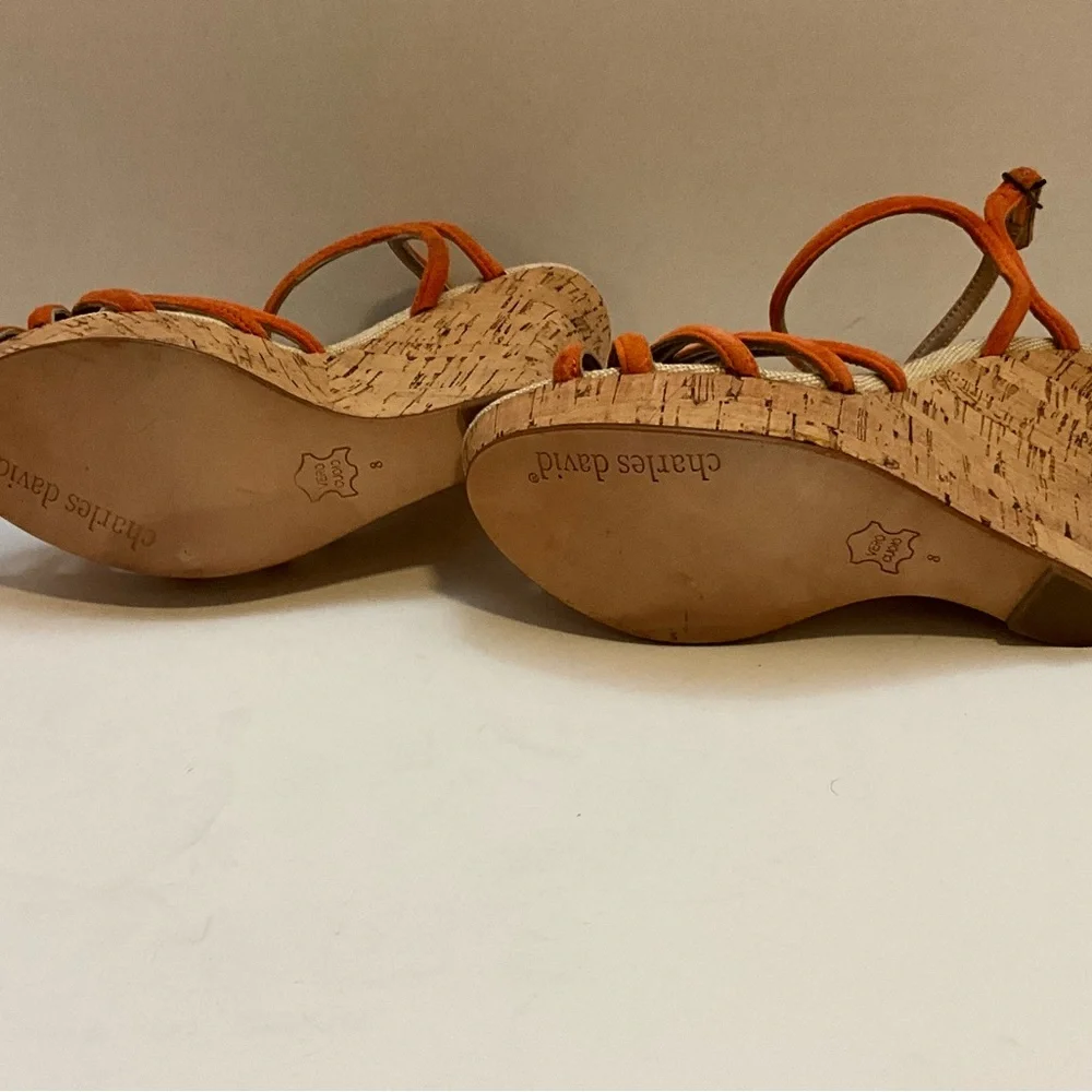 Charles David Orange Wedges 8 - Picture 11 of 13